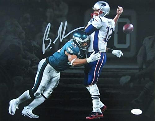 Brandon Graham İmzalı 11x14 Fotoğraf Kartallar Süper Kase Tom Brady Çuval JSA İmzalı NFL Fotoğrafları