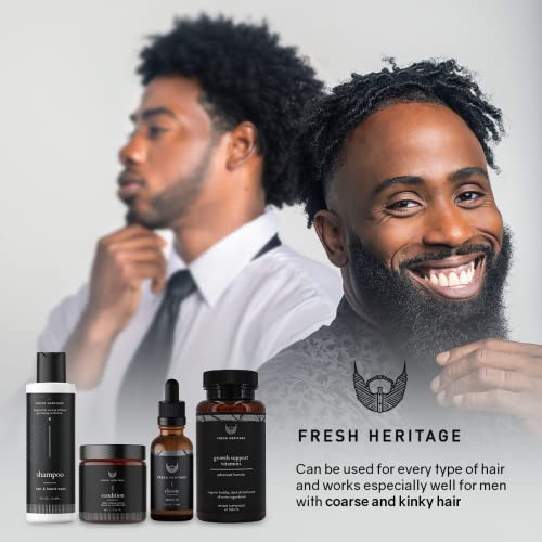 Fresh Heritage Erkekler için 1 OZ Sakal Yağı, Premium Sakal Uzatma Yağı, Siyah Erkekler için Tamamen Doğal Sakal Yağı, Zulümsüz