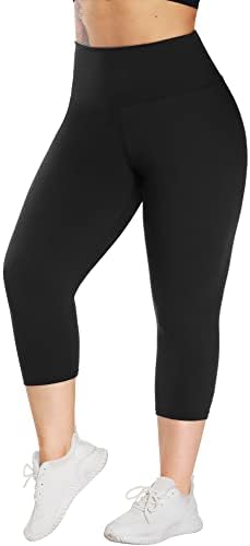 NexıEpoch Tayt Kadınlar için Artı Boyutu-Yüksek Belli L-XL-3XL Karın Kontrol Yumuşak Capri Yoga Pantolon Egzersiz Koşu için