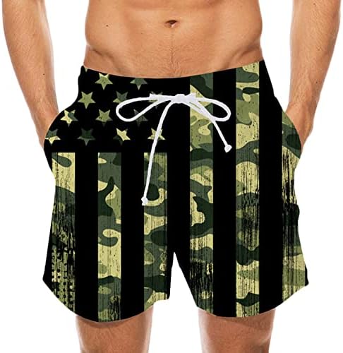 Bağımsızlık Günü plaj şortu Erkekler için Çizgili Bayrak Baskı Sıkı kısa pantolon erkek Rahat Yaz Hızlı Kuru Atletik Şort