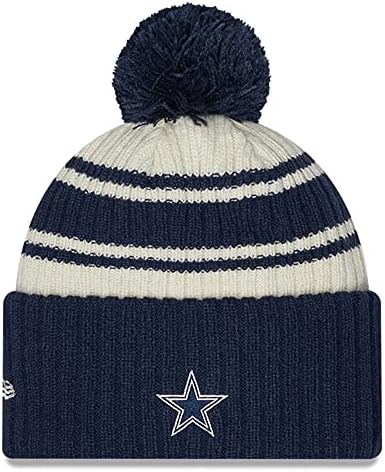 Yeni Dönem Erkek Kreması / Lacivert Dallas Cowboys 2022 Yan Çizgili Spor Kelepçeli Pom Örgü Şapka