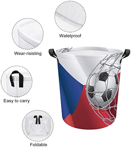 Futbol Gol ve Çek Bayrağı çamaşır sepeti Sepet Çanta Çamaşır Kutusu saklama çantası Katlanabilir Uzun Kolları ile