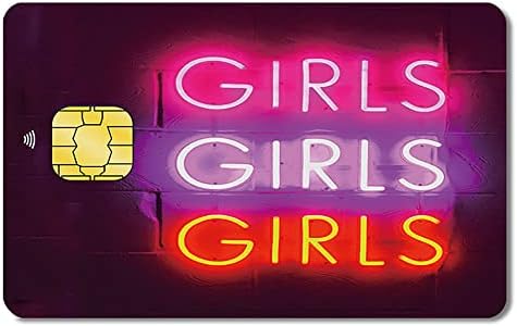 Metin kızlar Neon ışık tarzı ile banka kartı cilt, çıkarılabilir vinil su geçirmez Hiçbir kabarcık Anti-kırışıklık Banka