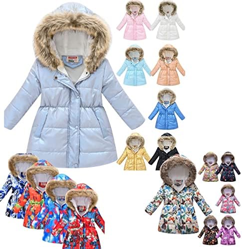 Küçük Kız Kış Kapüşonlu Ceket Erkek Kız Sıcak Kürk Yaka Ceket Rüzgar Geçirmez Snowsuit Dış Giyim 2-11 Yıl