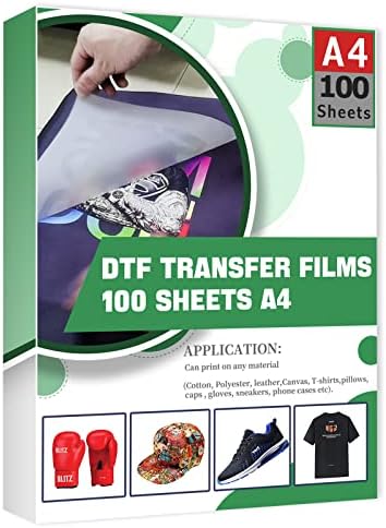 DTF Transfer Filmi 100 Sayfa, A4 (8.5 x 11.75) transfer Filmi Parlak Şeffaf Ön Arıtma Epson Mürekkep Püskürtmeli Yazıcı için