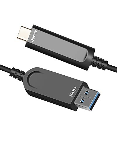 DWLCWY Fiber Optik USB A'dan USB C'ye Kablo (50ft), VR,Web Kamerası vb. İçin 10 Gbps Yüksek Hızlı USB 3.1 Kablosu