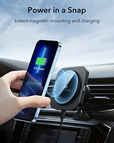ESR Manyetik Kablosuz Araç Montaj Şarj Cihazı (HaloLock), MagSafe Araç Şarj Cihazı ile Uyumlu, iPhone 14/13/12 Serisi için