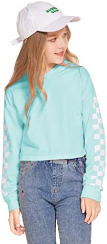 Flypıgs Kırpma Üstleri Çocuklar Kızlar için Hoodie Uzun Kollu Kazak Tişörtü hood ile Boyutu 5-14