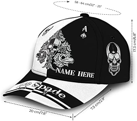 Özel Ad Kafatası Ace Maça Poker Kişiselleştirilmiş Grafik Klasik Ayarlanabilir Şapka Açık Unisex Tarzı Şapkalar Çok