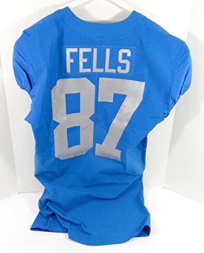 2017 Detroit Lions Darren Fells 87 Oyunu Verilen Mavi Jersey Şükran Günü TB 44 3-İmzasız NFL Oyunu Kullanılmış Formalar