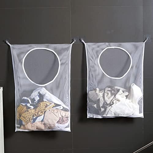 Zerodeko kıyafet dolabı Çanta Asılı çamaşır sepeti file çamaşır torbası Kirli Bez Sepet Banyo Organizatör için Kanca ile