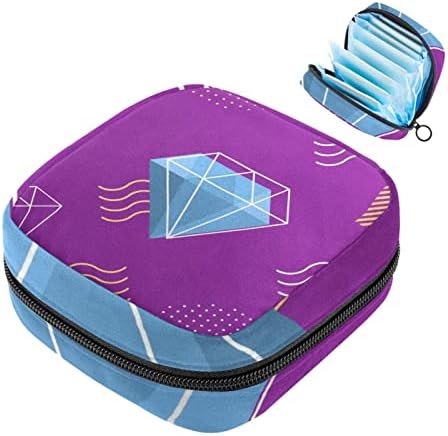Saklama çantası için temizlik peçeteleri Pedleri, Taşınabilir Kadın Kızlar için Yıkanabilir Kullanımlık, Mor Mavi Elmas