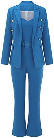 Bayan Blazers İş Rahat 2 Parça Blazer Takım Elbise Düğme Aşağı Blazer İş Kıyafeti Şık Yaz İş Ceket Takım Elbise
