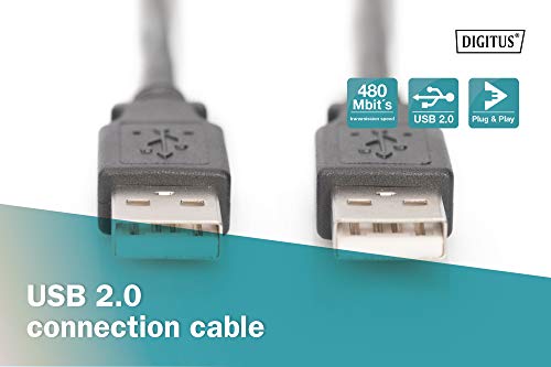 Dıgıtus 3m Uzunluk USB 2.0 A Erkek - A Erkek Bağlantı Kablosu-Siyah