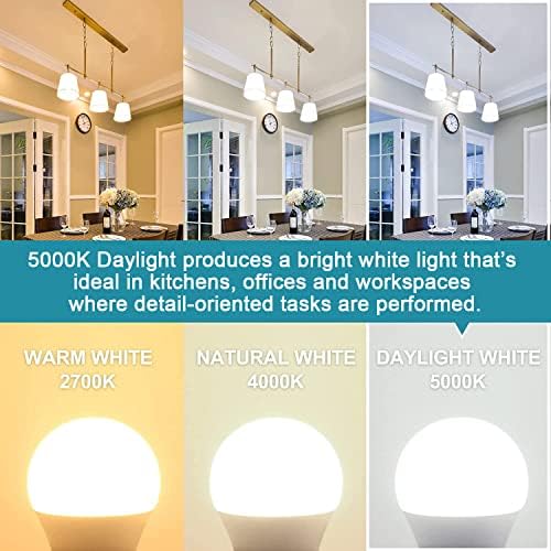 comzler 6W A15 LED Ampul Günışığı 60 Watt Eşdeğeri, E26 Orta Vidalı Taban Küçük Ampul Soğuk Beyaz 5000K, Ev Aydınlatma Dekoratif