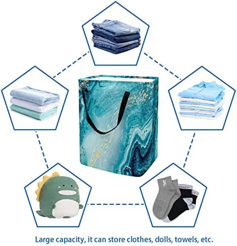 Doğal Lüks Doku Baskı Katlanabilir çamaşır Sepeti, 60L Su Geçirmez çamaşır sepetleri Çamaşır Kutusu Giysi Oyuncak Depolama