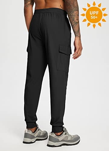 BALEAF Joggers Fermuarlı Cepli Erkekler için, Hafif Hızlı Kuru Yürüyüş Kargo Pantolon, Streç UPF 50 + Dış Giyim