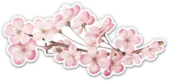 Kiraz Çiçeği Sticker-3 laptop etiketi - Su Geçirmez Vinil Araba, Telefon, Su Şişesi-Sakura Kiraz Çiçeği Çiçekler Çıkartması