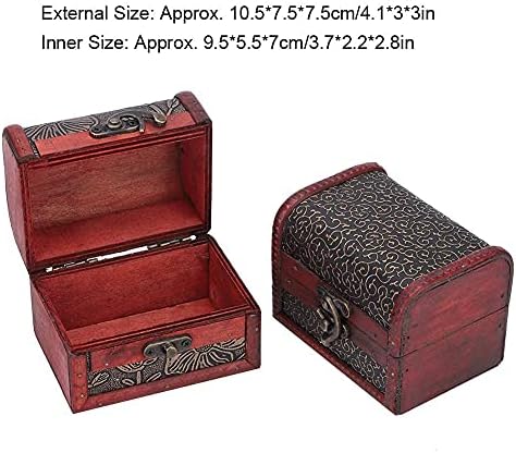 ZCxıyu Ahşap Mini Takı Kutuları Kolye Tutucu Depolama Vintage Narin Takı Konteyner saklama kutusu Tutucu ile Kilit Güvenli