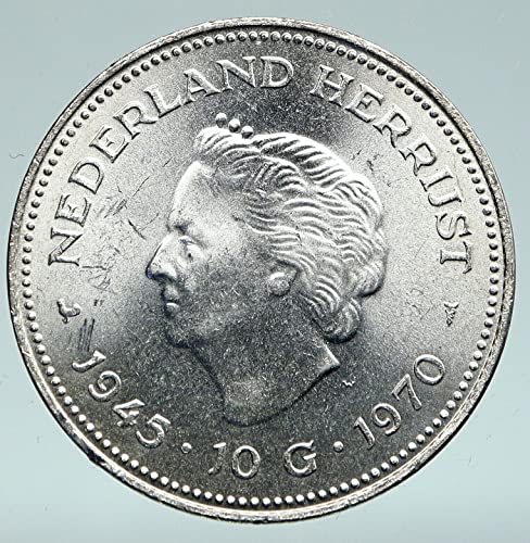 1970 NL 1970 Hollanda Krallık Kraliçesi JULİANA ve WİLHELMİ 10 Gulden İyi Sertifikasız