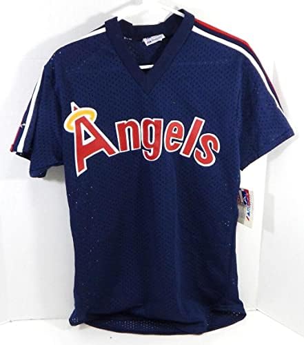 1983-90 California Angels Boş Oyun Yayınlandı Mavi Forma Vuruş Uygulaması M 904 - Oyun Kullanılmış MLB Formaları