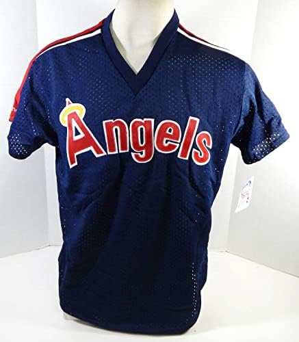 1983-90 California Angels Boş Oyun Yayınlandı Mavi Forma Vuruş Uygulaması XL 883 - Oyun Kullanılmış MLB Formaları
