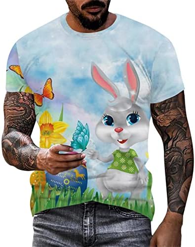 2023 Yeni Erkek paskalya tavşanı Yumurta Festivali Dijital 3D Baskılı Gömlek T Shirt Üst Bluz T Shirt Erkek Paketi Pamuk
