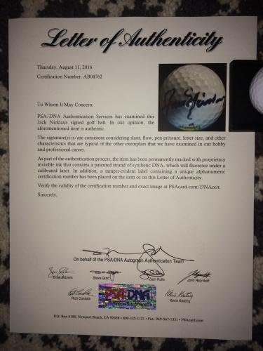 Jack Nicklaus İmzalı Resmi Masters Golf Topu Altın Ayı 6x Şampiyon PSA / DNA 3-İmzalı Golf Topları