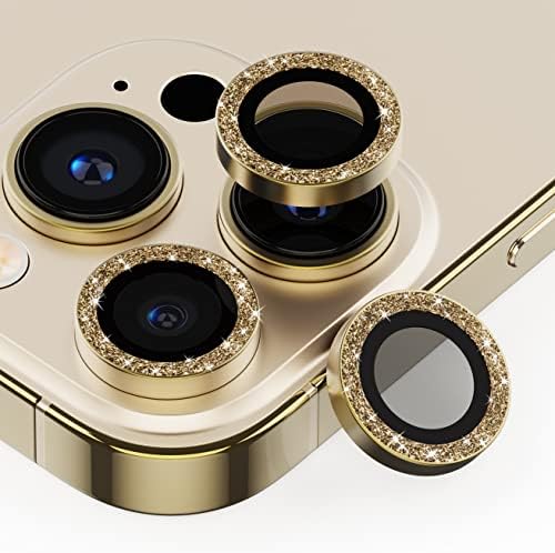 Optodir Tech iPhone 14 Pro Max Kamera Lens Koruyucu-Parıltı-Altın Rengi