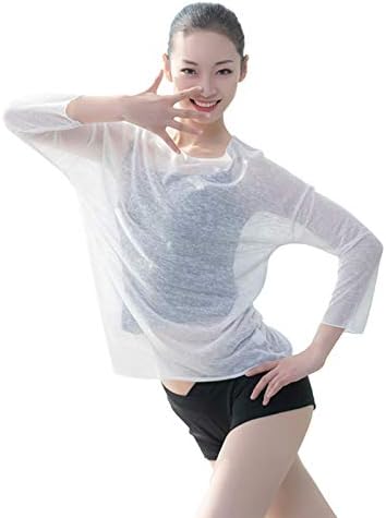 Loodgao kadın tam örgü See Through Gömlek Bluz Uzun Kollu Spor yoga bluzu Bale Dans Üstleri Giyim Loungewear