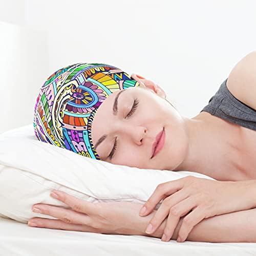 Kafatası Kap Uyku Kap Çalışma Şapka Bonnet Beanies Kadınlar için Gökkuşağı Mandala Çizgili Vintage Uyku Kap Çalışma Şapka