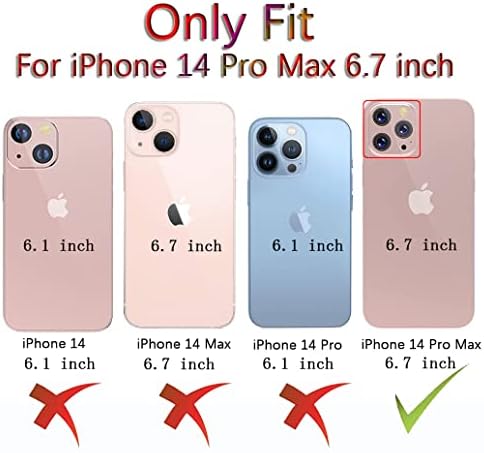 MuZıFeı için iPhone 14 Pro Max Cüzdan Kılıf ile Temizle, Kristal İnce İnce PU Deri Folio Flip Case ile Kart Yuvası ve Temizle