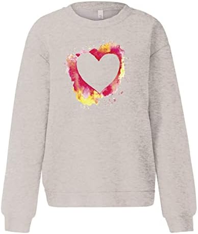 Sevgililer Günü Kadınlar için Swearshirt Sevimli Kalp Baskı Uzun Kollu Gömlek Casual Kazak Güz Giyim Tops