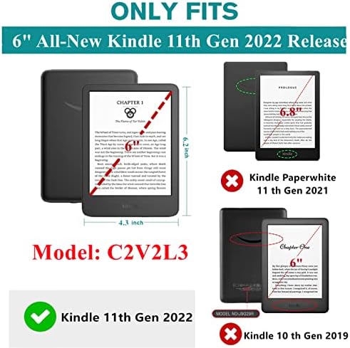 2022'de Piyasaya Sürülecek 11. Nesil Kindle için Suni Deri Kılıf, Model (C2V2L3), El Kayışı ve Otomatik Uyandırma-Uyku Fonksiyonlu