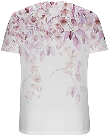 Bayan Dantel V Boyun Üstleri Yaz Çiçek baskı t-shirt Üst Kısa Kollu Şık Bluz Gömlek Casual Gevşek Fit Tunik Tees