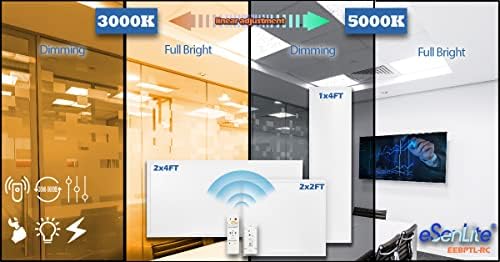 eSenlite 2x4 LED düz Panel ışık 3000K-5000K 50W 600W Eşdeğer 0 - 10V Kısılabilir 6500 Lm CCT Renk Değişimi Kenar Aydınlatmalı