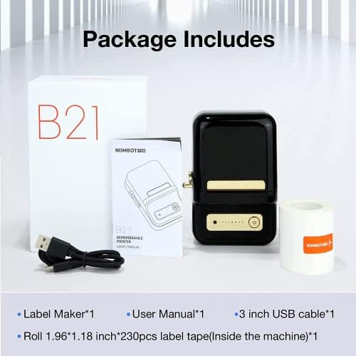 NİİMBOT B21 Mürekkepsiz Etiket Makinesi, Giyim için Taşınabilir Termal Etiket Yazıcı, Adres, iş, iOS ve Android ile Uyumlu,
