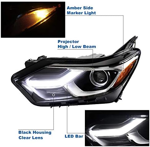 ZMAUTOPARTS LED Tüp Projektör Far Far Lambası Siyah Sürücü Tarafı ile Uyumlu 2018-2020 Chevy Equinox LT