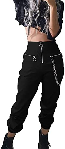TSMNZMU kadın pantolonları Geniş Bacak Gotik Sweatpants Punk Kore Tarzı Siyah Pantolon Joggers Harajuku Yoga Pantolon
