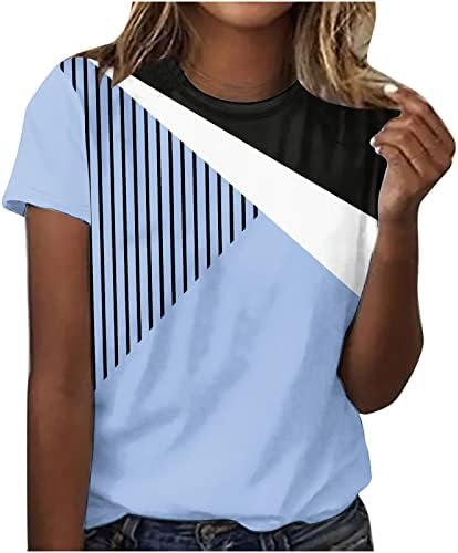 Kadınlar için kısa Kollu T Shirt, Bayan Baskılı Yaz Üstleri Rahat Crewneck T-Shirt Rahat Gevşek Tunikler Şık Bluzlar