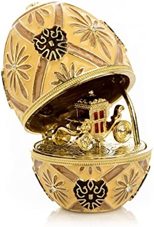 Kahverengi Faberge Kraliyet yumurta Arabası Biblo Kutusu Koleksiyon Ev Dekor