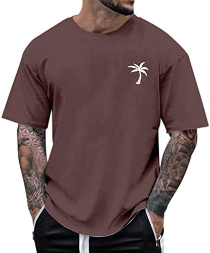 XXBR erkek kısa kollu tişörtler Yaz Hawaii Ağacı Baskı Ekip Boyun Tee Üstleri Atletik Spor Rahat plaj T Shirt