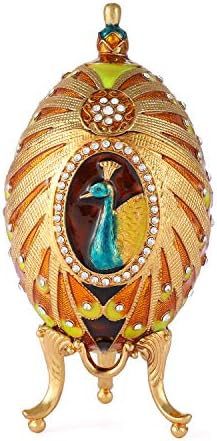 QIFU Faberge Yumurta Serisi El Boyalı Takı Biblo Kutusu Zengin Emaye ve Köpüklü Rhinestones Benzersiz Hediye Ev Dekor Paskalya