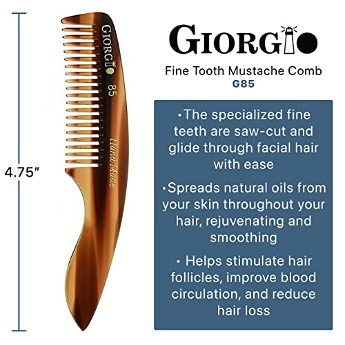 Erkekler için Giorgio G85 Seyahat Boyu Bıyık ve Sakal Tarağı-Günlük Saç Bakımı için Küçük İnce Dişli Cep Tarağı-Testere Kesimi