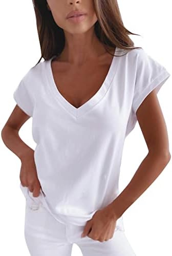 Yubnlvae Kare Boyun Bluzlar Kısa Kollu Degrade Klasik T-Shirt Kadınlar için Moda Rahat Nefes Yaz Gevşek Fit
