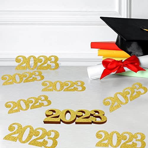 2023 Konfeti Altın Glitter Mezuniyet Partisi Süslemeleri için 12 adet Mezuniyet masa süsü 2023 Sınıfı Lise Koleji Mezuniyet